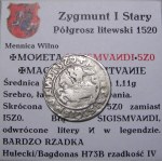 Zygmunt I Stary, półgrosz 1520, Wilno 5Z0 BARDZO RZADKI (63)