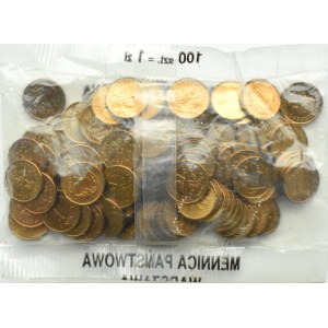 Polska, III RP, 1 grosz 1991, bankowy woreczek menniczy
