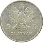 Polska, II RP, Sztandar, 5 złotych 1930, Warszawa, PIĘKNY!