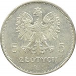 Polska, II RP, Sztandar, 5 złotych 1930, Warszawa, PIĘKNY!