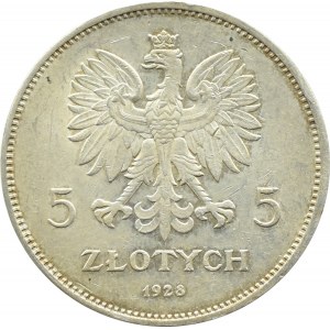 Poland, Second Republic, Nike, 5 gold 1928, Brussels, BEAUTIFUL!
