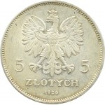 Polen, Zweite Republik, Nike, 5 Zloty 1928, Brüssel, SCHÖN!