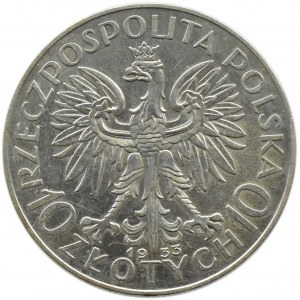 Polen, Zweite Republik, Kopf einer Frau, 10 Zloty 1933, Warschau