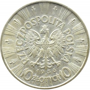Poland, Second Republic, Józef Piłsudski, 10 zloty 1936, Warsaw, UNC-.