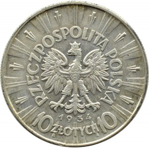 Poľsko, Druhá poľská republika, Józef Piłsudski, 10 zlotých 1934, Varšava