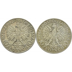 Polen, Zweite Republik, Kopf einer Frau, Lot von 10 Zloty 1932-1933, Warschau/London