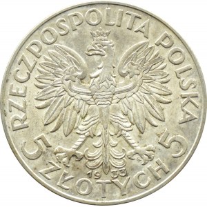 Poland, Second Republic, Head of a Woman, 5 zloty 1933, Warsaw, BEAUTIFUL