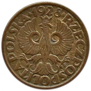 Polsko, Druhá republika, 1 grosz 1928, Varšava, UNC