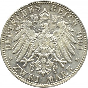 Niemcy, Prusy, Wilhelm II, 2 marki 1901 A, Berlin, UNC-