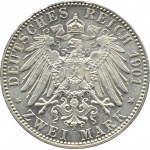 Niemcy, Prusy, Wilhelm II, 2 marki 1901 A, Berlin, UNC-