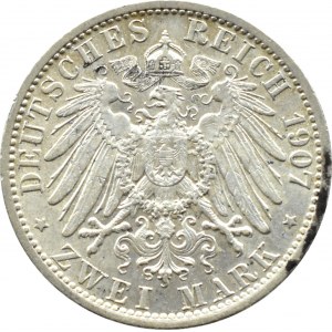 Německo, Prusko, Wilhelm II, 2 marky 1907 A, Berlín
