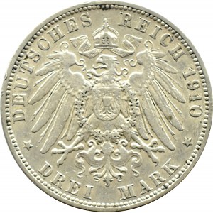 Niemcy, Hamburg, 3 marki 1910 J, Hamburg