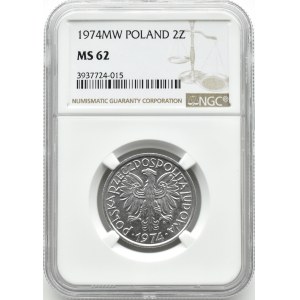 Poľsko, PRL, Berry, 2 zloté 1974, Varšava, NGC MS62