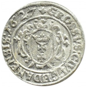 Zikmund III Vasa, penny 1627, Gdaňsk, ...PR