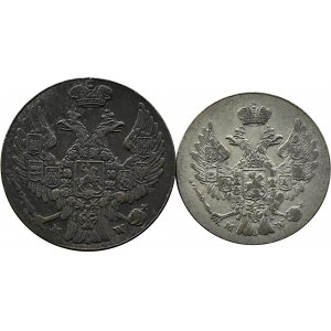Nicholas I, lot of coins 5, 10 pennies 1840 MW, Warsaw