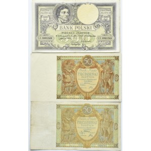 Polsko, Druhá republika, let tří bankovek, 50-500 zlotých 1919-1929