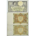 Poland, Second Republic, flight of three banknotes, 50-500 zloty 1919-1929