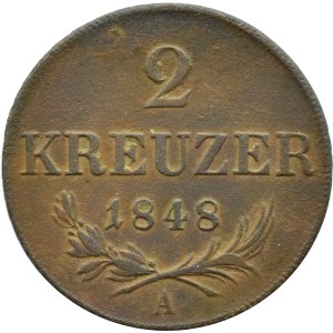 Austria, Wiosna Ludów 1848-1849, 2 kreuzer (krajcary) 1848 A, Wiedeń