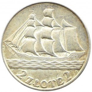 Poland, Second Republic, Sailboat, 2 zloty 1936, Warsaw