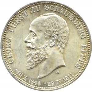 Niemcy, Schaumburg-Lippe, Georg, 3 marki 1911, Berlin, UNC