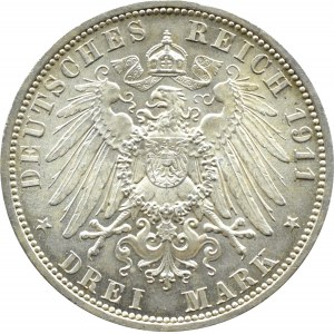 Niemcy, Schaumburg-Lippe, Georg, 3 marki 1911, Berlin, UNC