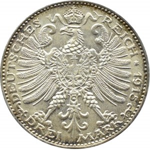 Germany, Saxony-Weimar-Eisenach, 3 marks 1915, Berlin, UNC