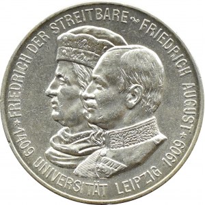 Germany, Saxony, 2 marks 1909, 500th anniversary of the University of Leipzig, Muldenhütten