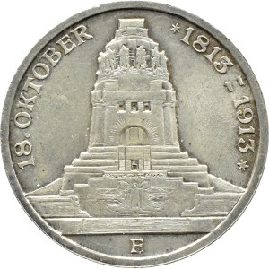 Deutschland, Sachsen, 3 Mark 1913 E, 100. Jahrestag der Völkerschlacht bei Leipzig, Muldenhütten, UNC