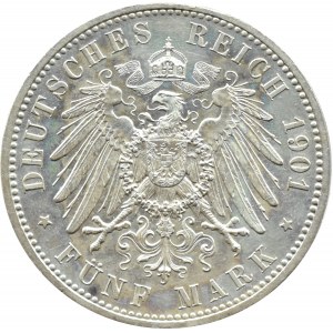 Niemcy, Prusy, Wilhelm II, 5 marek 1901 A, Berlin, UNC