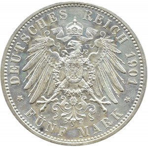 Germany, Prussia, Wilhelm II, 5 marks 1901 A, Berlin, UNC