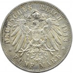 Německo, Prusko, Wilhelm II, 5 marek 1913 A, Berlín