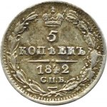 Rosja, Mikołaj I, 5 kopiejek 1842 АЧ, Petersburg, rzadkie
