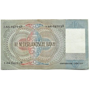 Nizozemsko, 10 guldenů 1940, série I AA, Amsterdam
