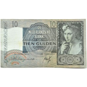 Holandsko, 10 guldenov 1940, séria 6 AJ, Amsterdam