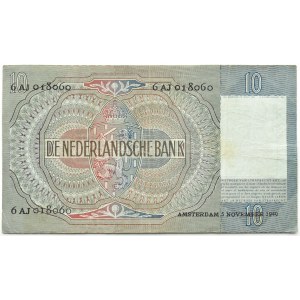 Nizozemsko, 10 guldenů 1940, série 6 AJ, Amsterdam