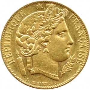 Francie, republika, Ceres, 20 franků 1850 A, Paříž, NICE