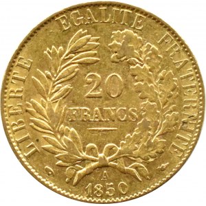 France, Republic, Ceres, 20 francs 1850 A, Paris, NICE