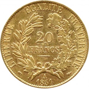 Francie, republika, Ceres, 20 franků 1851, Paříž, NICE
