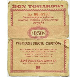 Poland, PeWeX, 50 cents 1960, bc series, no clause on reverse, rare