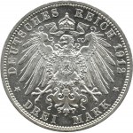 Niemcy, Lubeka, 3 marki 1912 A, Berlin, PIĘKNE i RZADKIE