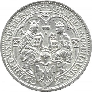 Niemcy, Republika Weimarska, 3 marki 1927 A, 1000 lat miasta Nordhausen