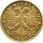Albania, Ahmed Zogu, 20 Franga Ari 1927 R, Rzym