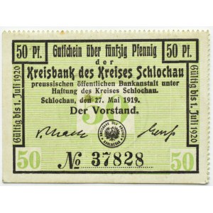 Schlochau/Powiat Człuchowski, Człuchów 50 pfennig 1919, numer 37828, UNC