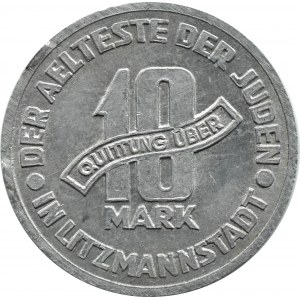 Ghetto Lodz, 10 marks 1943, aluminum, variety 3/2, certificate 015/2023