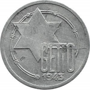 Ghetto Lodž, 10 značek 1943, hliník, odrůda 4/3, certifikát 019/2023