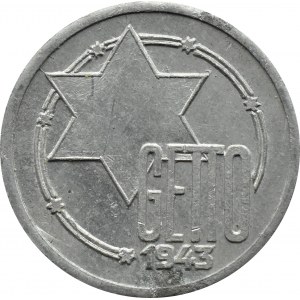 Ghetto Lodz, 10 marks 1943, aluminum, variety 3/2, certificate 021/2023