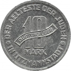 Ghetto Lodz, 10 marks 1943, aluminum, variety 3/2, certificate 021/2023