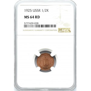 UdSSR, 1/2 Kopeken 1925, NGC MS64 RD