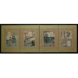 Utagawa Kunisada(1786-1865), Hanachirusato, Matsukaze, Suzumushi, Takegawa