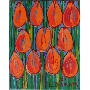 Edward Dwurnik, Pomarańczowe tulipany (2017)